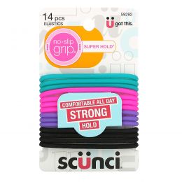 Scunci, Тугие резинки для волос Everyday & Active, No Slip Grip, 14 штук