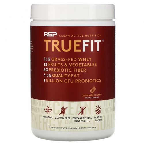 RSP Nutrition, Truefit, Grass-fed Protein Shake, Cinnamon Churro, 2 lbs (940 g)