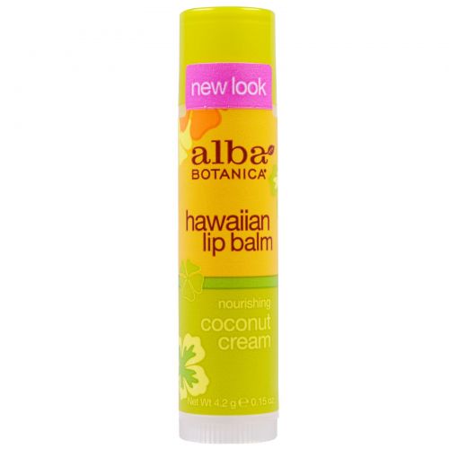 Alba Botanica, Гавайский бальзам для губ, питательные кокосовые сливки (4,2 г)