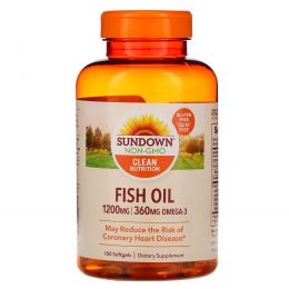 Sundown Naturals, Сверхсильный рыбий жир, 1200 мг, 100 мягких желатиновых капсул