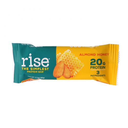 Rise Bar, Протеин + Батончик с миндалем и медом, 12 шт по 60 г
