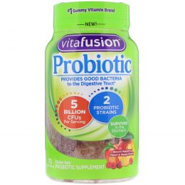 VitaFusion, Пробиотик, натуральная малина, вкус персика и манго, 70 конфет