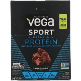 Vega, Протеиновый напиток, шоколад, 12 пакетиков, 1,6 унции (44 г) каждый