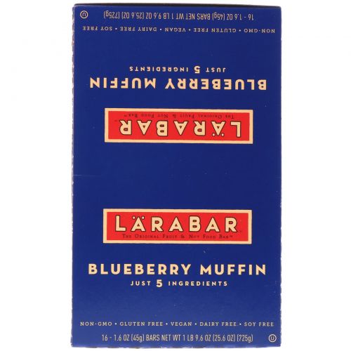 Larabar, Черничные маффины, 16 порций, 1,6 унций (45 г) каждая