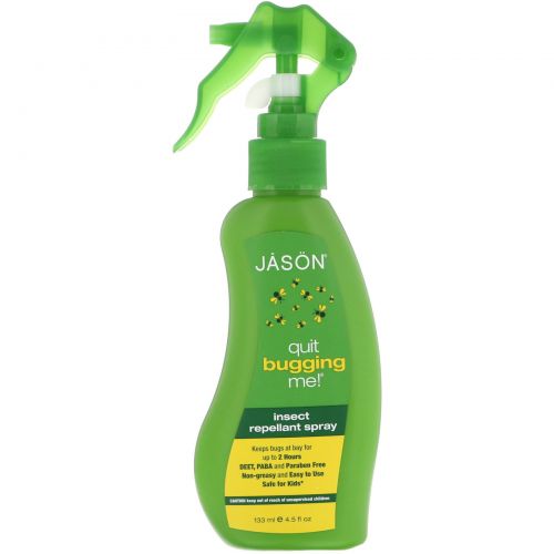 Jason Natural, Quit Bugging Me!, натуральный спрей-репеллент от насекомых, 4,5 жидкие унции (133 мл)