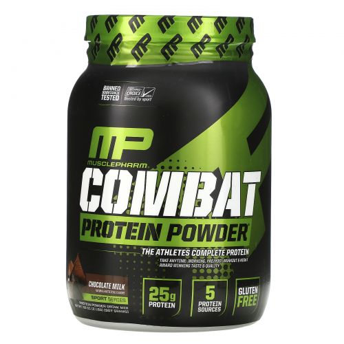 Muscle Pharm, Combat, белок в форме порошка, шоколадное молоко, 32 унции (907 г)