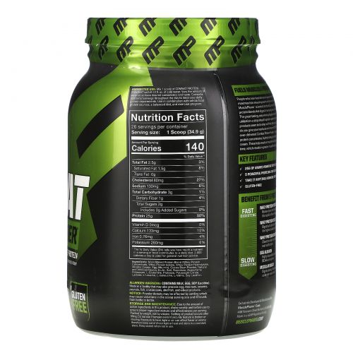 Muscle Pharm, Combat, белок в форме порошка, шоколадное молоко, 32 унции (907 г)