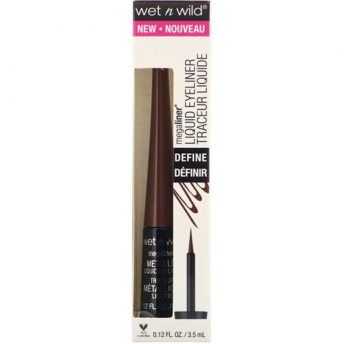 Wet n Wild, Жидкая подводка для глаз MegaLiner Metallic, оттенок Metallic Brown, 3,5 мл