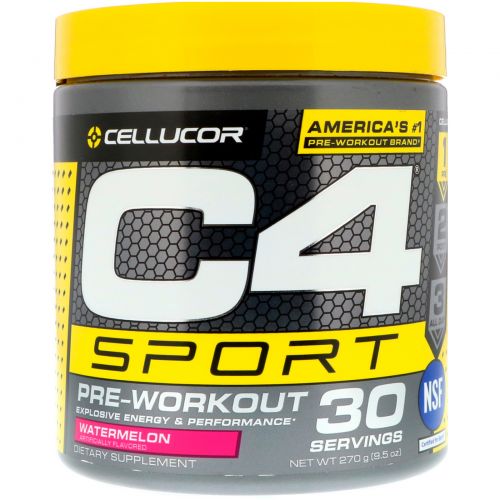 Cellucor, C4 Sport, Предтренировочная формула, Арбуз, 9,5 унц. (270 г)