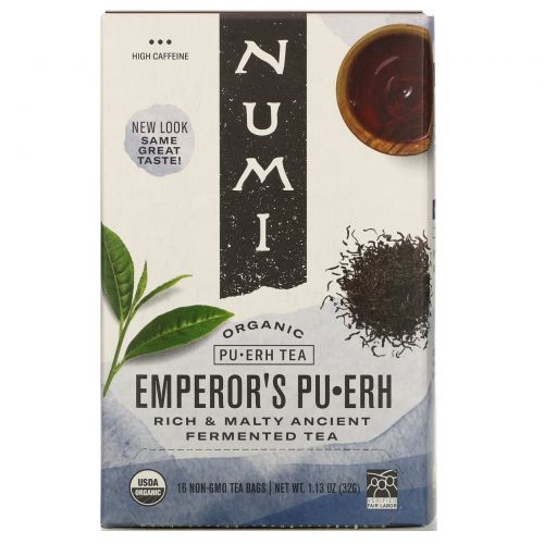 Numi Tea, Органический императорский чай Пу-Эр, 16 чайных пакетиков