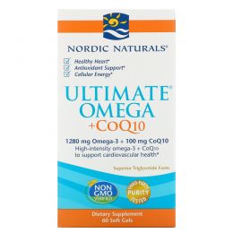 Nordic Naturals, Ultimate Omega + CoQ10, 1000 мг, 60 жевательных капсул