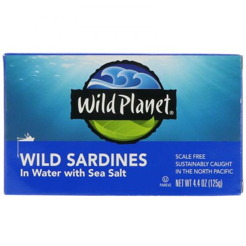 Wild Planet, Сардины в ключевой воде, 4,375 унции (125 г)