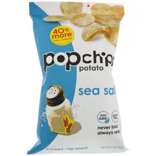 Popchips, Картофельные чипсы, Морская соль, 5 унций (142 г)