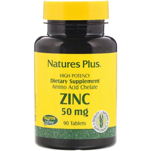 Nature's Plus, Цинк, 50 мг, 90 таблеток