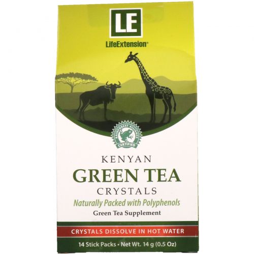 Life Extension, Kenyan Green Tea Crystals, 14 Stick Packs