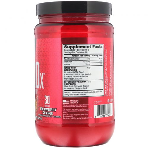 BSN, Amino-X, Endurance & Recovery Agent, Strawberry Orange 15.3 oz (435 g)