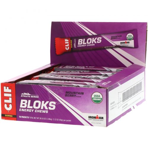 Clif Bar, Shot Bloks Energy Chews, Mountain Berry, 18 Packets, 2.1 oz (60 g) Each