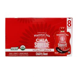 Mamma Chia, Organic Chia Squeeze Vitality Snack, Cherry Beet, 8 Pouches, 3.5 oz (99 g) EA