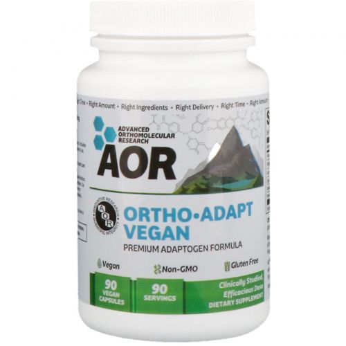 Advanced Orthomolecular Research AOR, Серия Advanced, Орто · Адапт Веган, 90 вегетарианских капсул