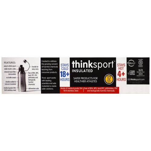 Think, Thinksport, изолированная бутылка для спорта, мятный зеленый, 17 унций (500 мл)