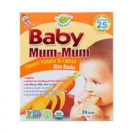 Hot Kid, Baby Mum-Mum, Sweet Potato & Carrot Rice Rusks, 24 Rusks, 1.76 oz (50 g) Each