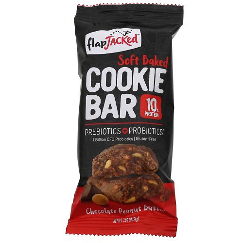 FlapJacked, Soft Baked Cookie Bar, Chocolate Peanut Butter, 12 Bars, 1.90 oz (54 g) Each