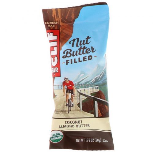 Clif Bar, Энергетический батончик с органическим ореховым маслом, кокосовое и миндальное масло, 12 батончиков, 1.76 унции(50 г) каждый