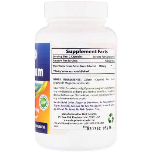 Best Naturals, Strontium, 680 mg, 90 Capsules