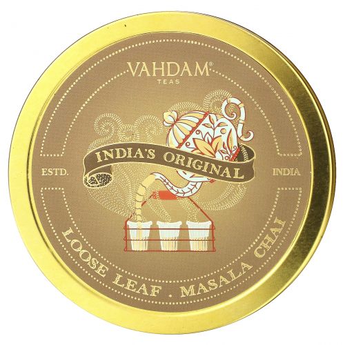 Vahdam Teas, рассыпной чай масала, оригинальный подарочный набор из Индии, 1 жестяная банка