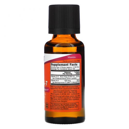 Now Foods, Liquid D-3 & MK-7, 1 fl oz (30 ml)