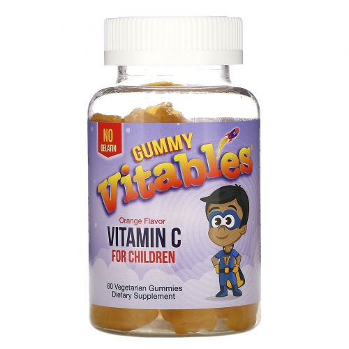 Vitables, Gummy Vitamin C for Children, No Gelatin, Orange Flavor, 60 Vegetarian Gummies