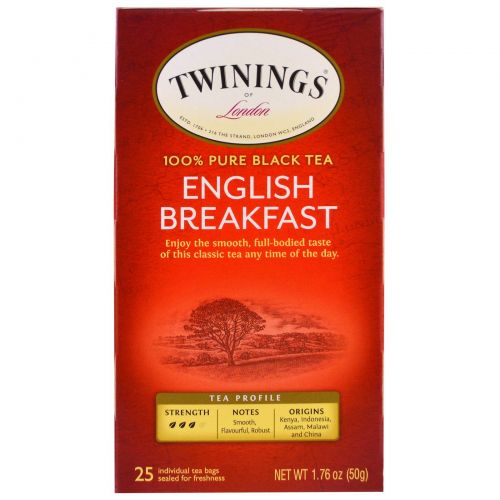 Twinings, English Breakfast Tea, 25 Individual Tea Bags, 1.76 oz (50 g)