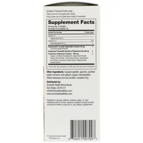 Emerald Health Bioceuticals, Inc, EndoInflame, 60 Gelcaps