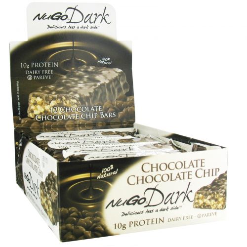 NuGo Nutrition, Батончики с кусочками темного шоколада, 12 батончиков по 1,76 унции (50 г)