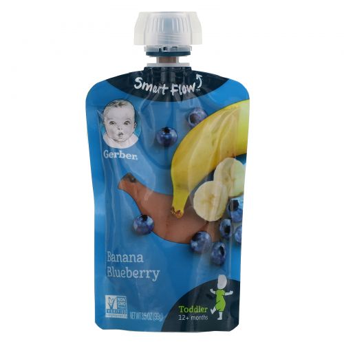 Gerber, Smart Flow, 12+ Months, Banana, Blueberry, 3.5 oz (99 g)