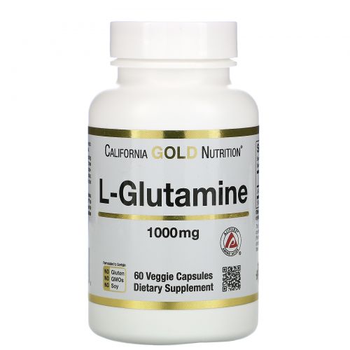 California Gold Nutrition, L-глутамин, AjiPure, 1000 мг, 60 вегетарианских капсул