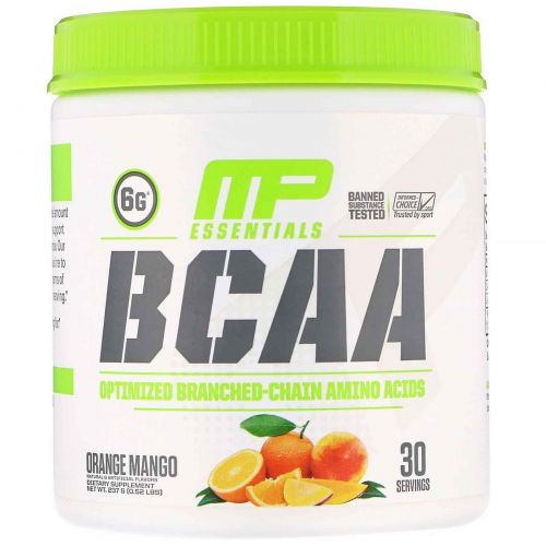 MusclePharm, Аминокислоты с разветвленной цепью BCAA Essentials, апельсин и манго, 237 г