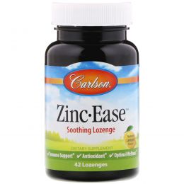 Carlson Labs, Zinc Ease Soothing Lozenge, Natural Lemon Flavor, 42 Lozenges