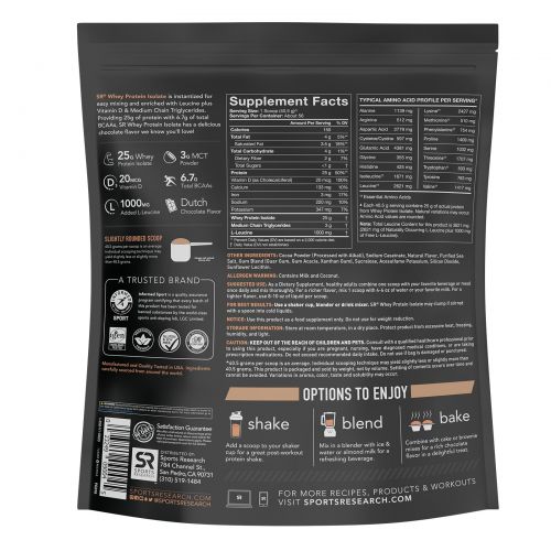 Sports Research, Whey Protein Isolate, Dutch Chocolate, 5 lbs (1.27 kg)