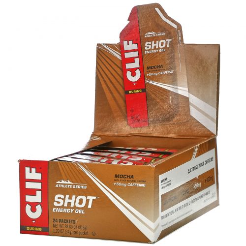 Clif Bar, Энергетический гель Clif Shot, мокко + 50 мг кофеина, 24 пакетика, по 1,2 унции (34 г) каждый