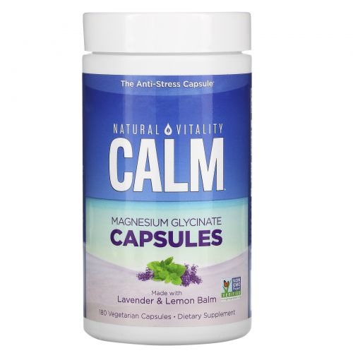 Natural Vitality, Calm, Magnesium Glycinate Capsules, 180 Vegetarian Capsules