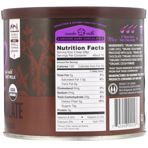 Equal Exchange, Organic Dark Hot Chocolate, 12 oz (340 g)