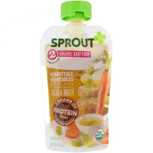 Sprout Organic, Детское питание, этап 2, овощи с грядки и груша, 99 г