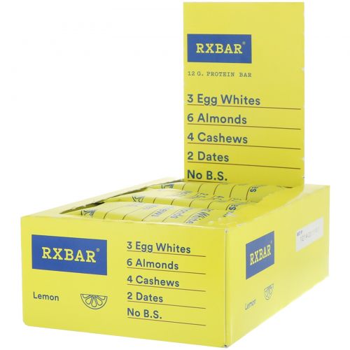 RXBAR, Протеиновый батончик, лимон, 12 батончиков, 52 г каждый