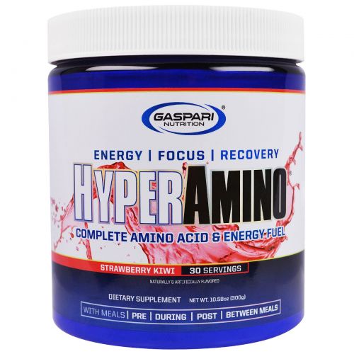 Gaspari Nutrition, HyperAmino, Strawberry Kiwi, Net Wt 10.58 oz (300 g)