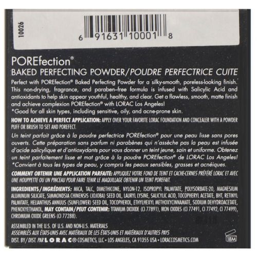 Lorac, POREfection Baked Perfecting Powder, PF1 Fair, 0.32 oz (9 g)