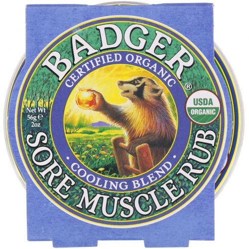 Badger Company, Мазь для растирания от боли в мышцах, охлаждающая смесь, 2 унции (56 г)