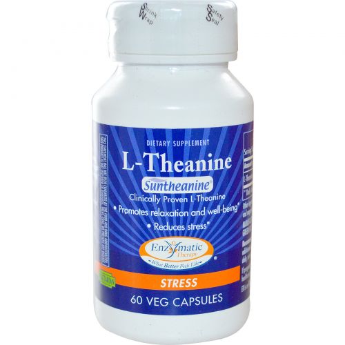 Enzymatic Therapy, L-Тианин, Стресс 60 овощных капсул