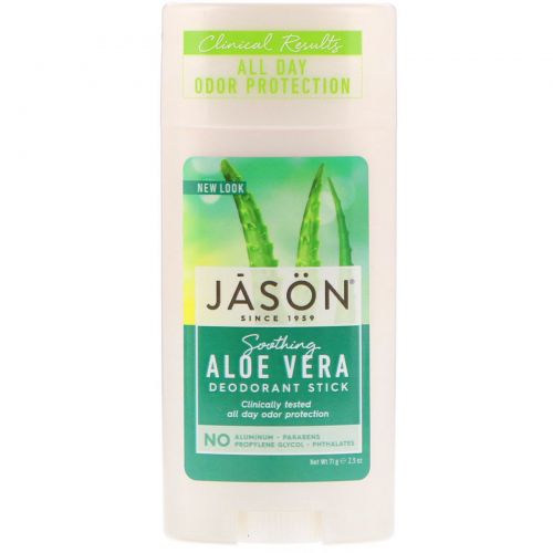 Jason Natural, Натуральный успокаивающий дезодорант-стик с  алоэ вера, 2.5 унций (71 г)