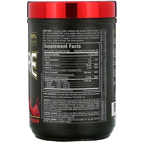 ALLMAX Nutrition, AMINOCORE BCAA, Fruit Punch, 0.69 lbs (315 g)